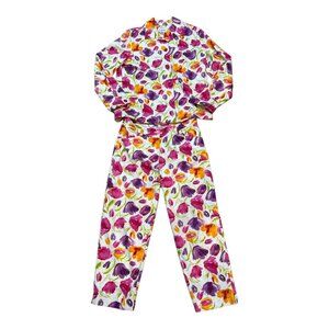 VTG Easy Spirit Floral Beaded Spring Pant Suit Women's Jacket Sz M Pants Sz 12